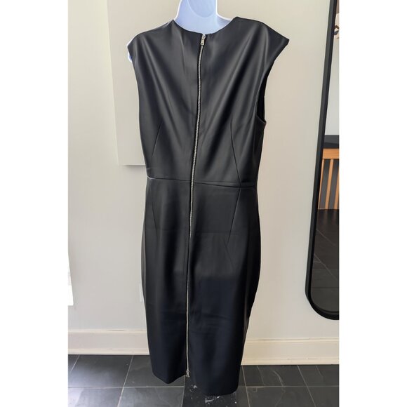 Express Faux Black Leather Sleeveless Sheath Midi Dress Size L NEW W/ TAGS - Picture 2 of 4
